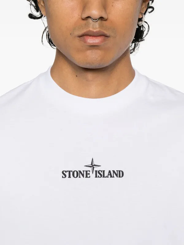 Stone Island - T-shirt logo print Blanc