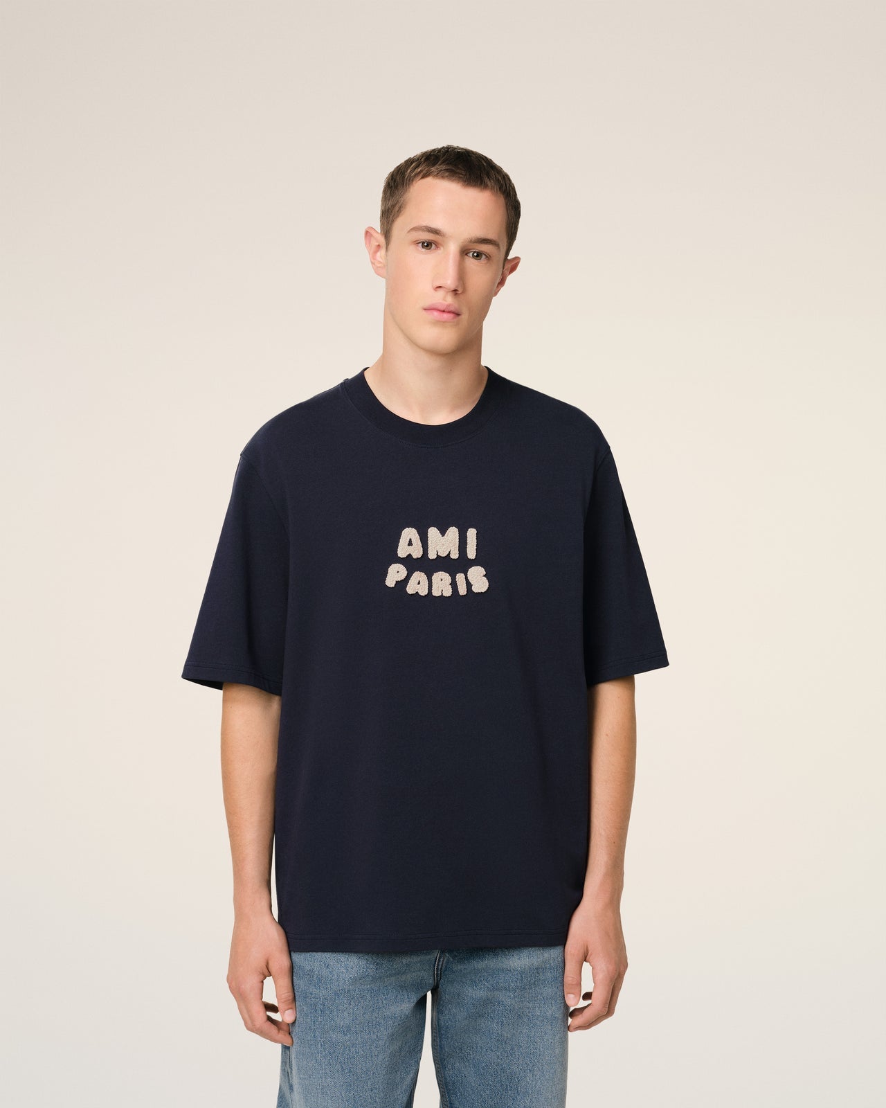Ami - T-shirt Patch Ami De Cœur en jersey de coton Bleu Marine