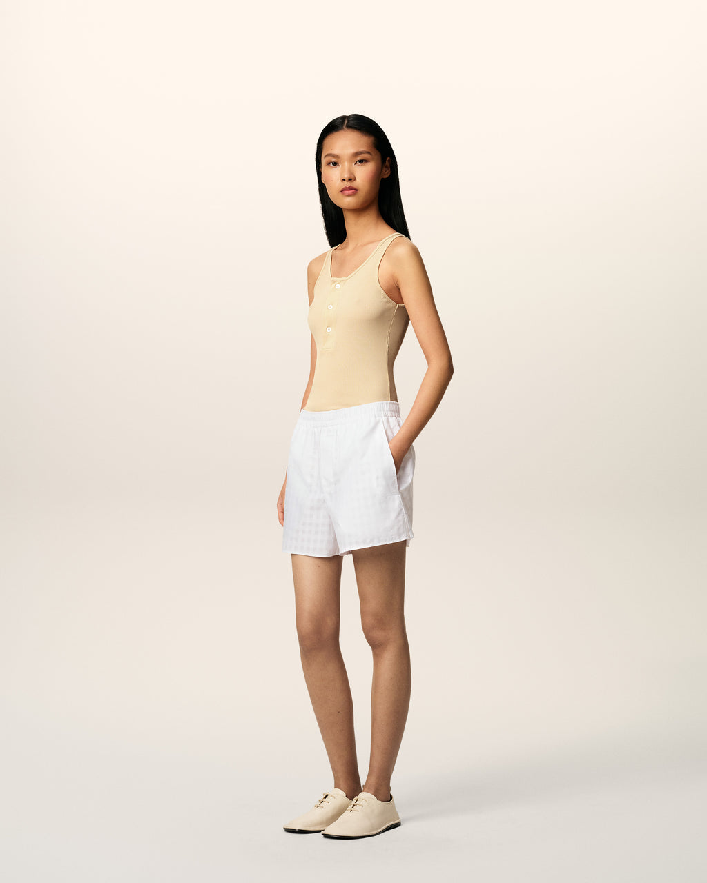 Ami - Short en coton Blanc