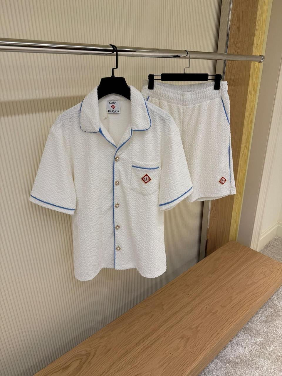 Casablanca - Ensemble Chemise + Short Bleu Marine/Vert/Blanc/Noir