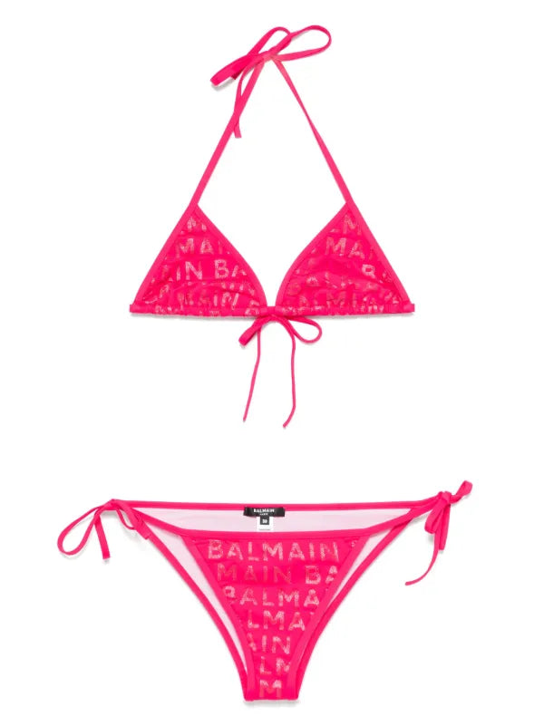 Balmain - Bikini à logo imprimé Rose