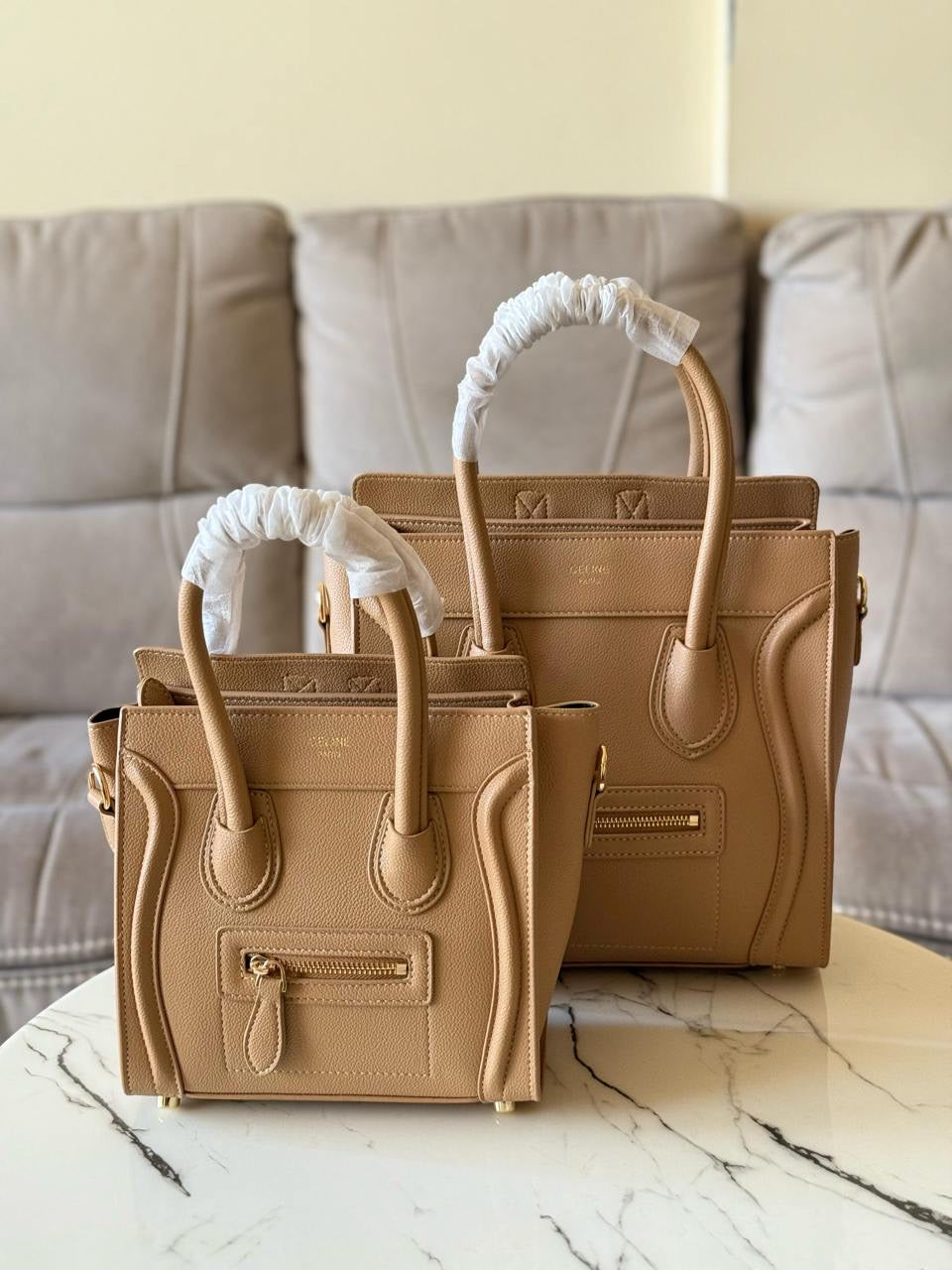 Celine - Sac à Main 21cm & 26cm Vert/Rouge/Beige/Noir/Blanc/Marron Blanc/ Noir Blanc/ Bleu