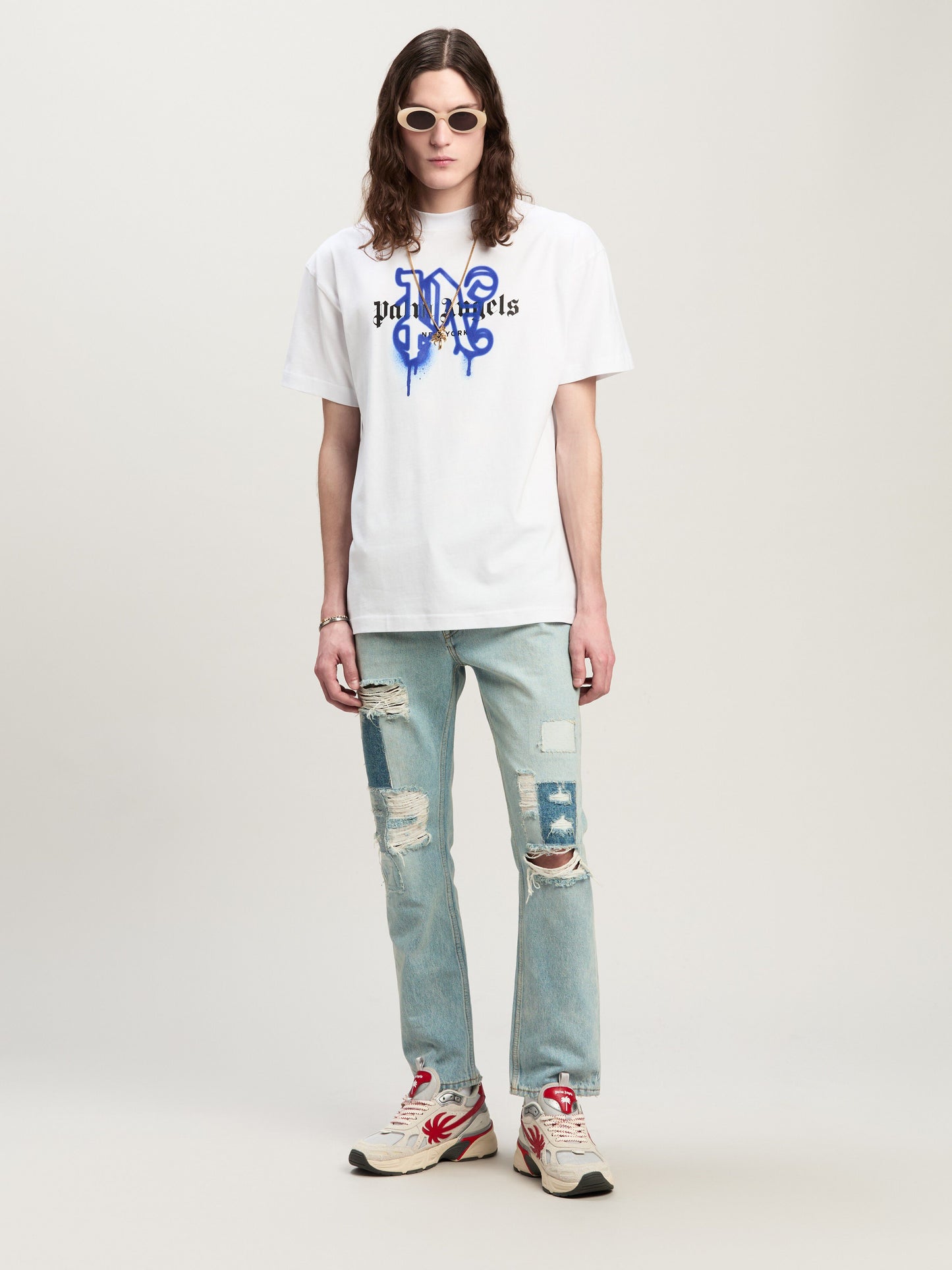 Palm Angels - T-shirt Monogram Spray City New York Blanc