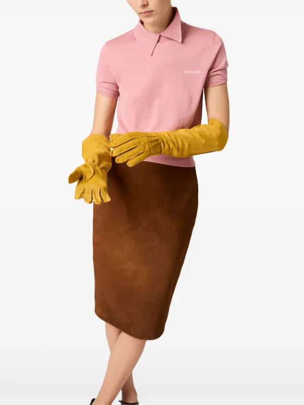 Miu Miu - Polo en maille Rose Poudré