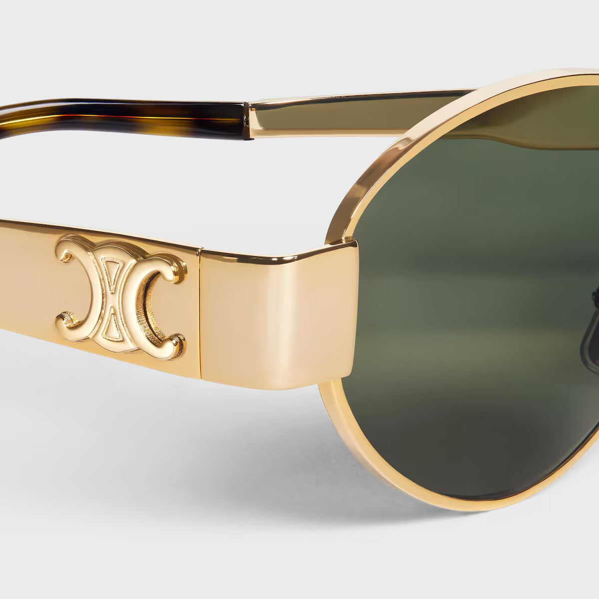 Celine - Lunettes De Soleil Triomphe métal 01 Or / Vert