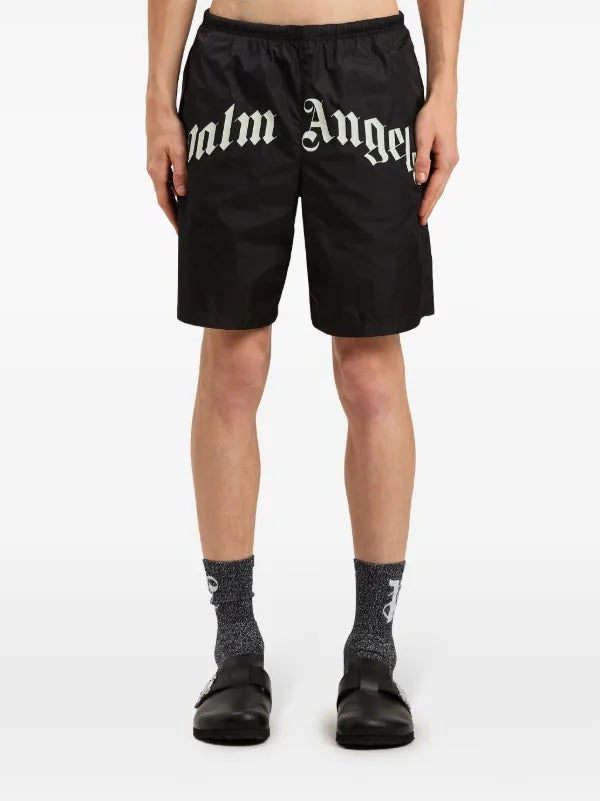 Palm Angels - Short de bain à logo incurvé Noir