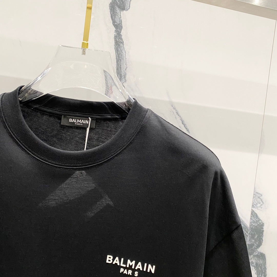Balmain - T-shirt avec logo imprimé en relief Noir