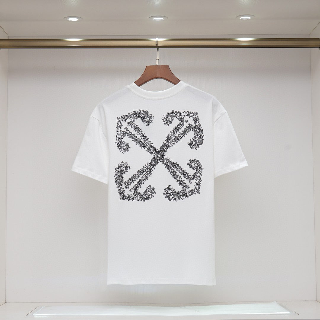 OFF-WHITE - T-shirt noir chic logo Off-White brodé, motif graphique Noir/Blanc