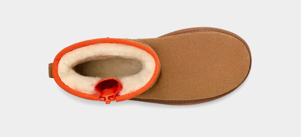 Botte Classic Mini Avec Logo Et Fermeture Éclair Chestnut