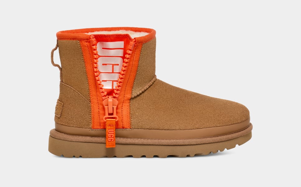 Botte Classic Mini Avec Logo Et Fermeture Éclair Chestnut