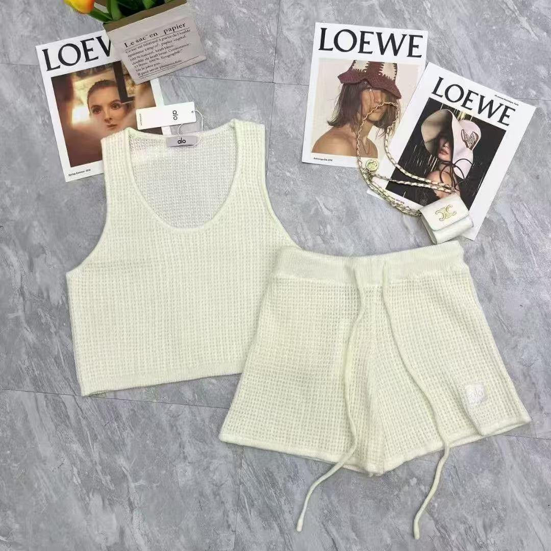 Alo - Ensemble Haut & Bas Gris/Blanc