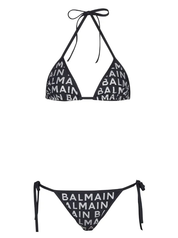 Balmain - Bikini à logo imprimé Noir