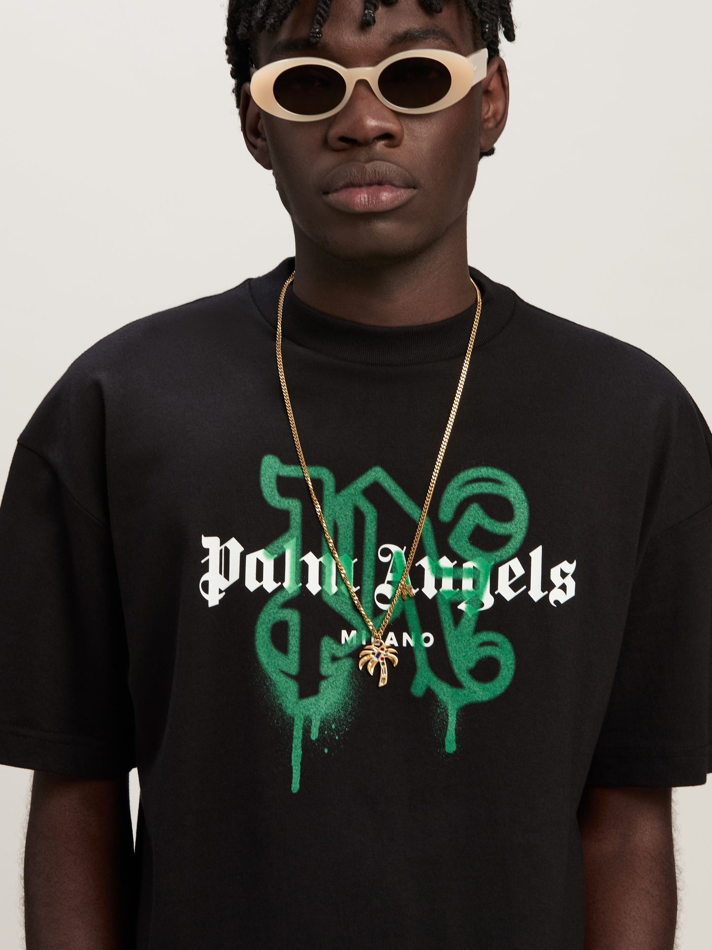Palm Angels - T-shirt Monogram Spray City Milano Noir
