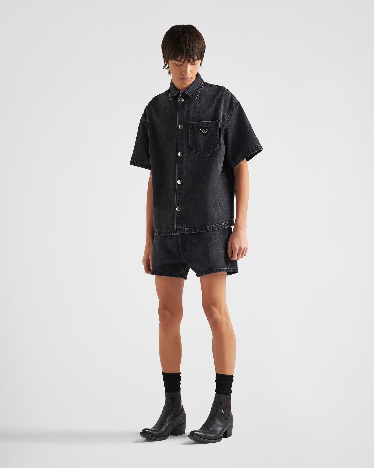 Prada - Chemise en denim Noir