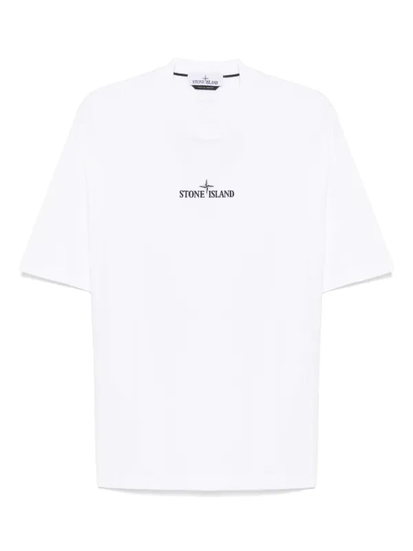 Stone Island - T-shirt logo print Blanc