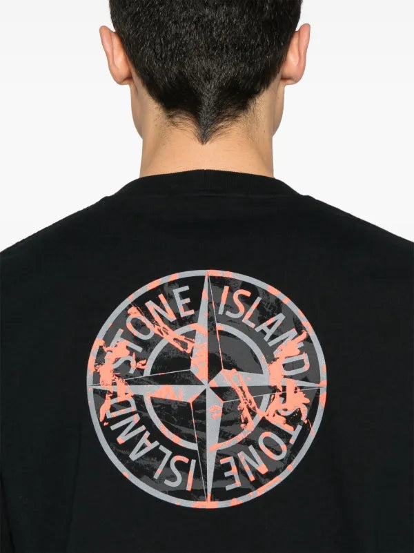 Stone Island - T-shirt à logo camouflage Noir