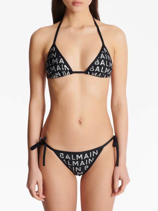 Balmain - Bikini à logo imprimé Noir
