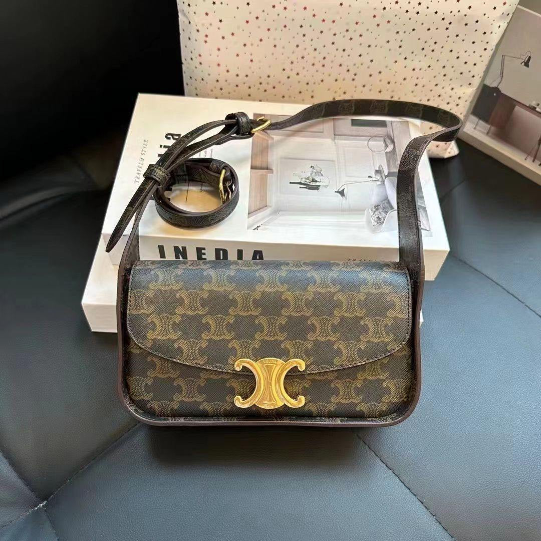 Celine - Sac à bandoulière Céline Marron/Noir/Blanc/Marron Foncée