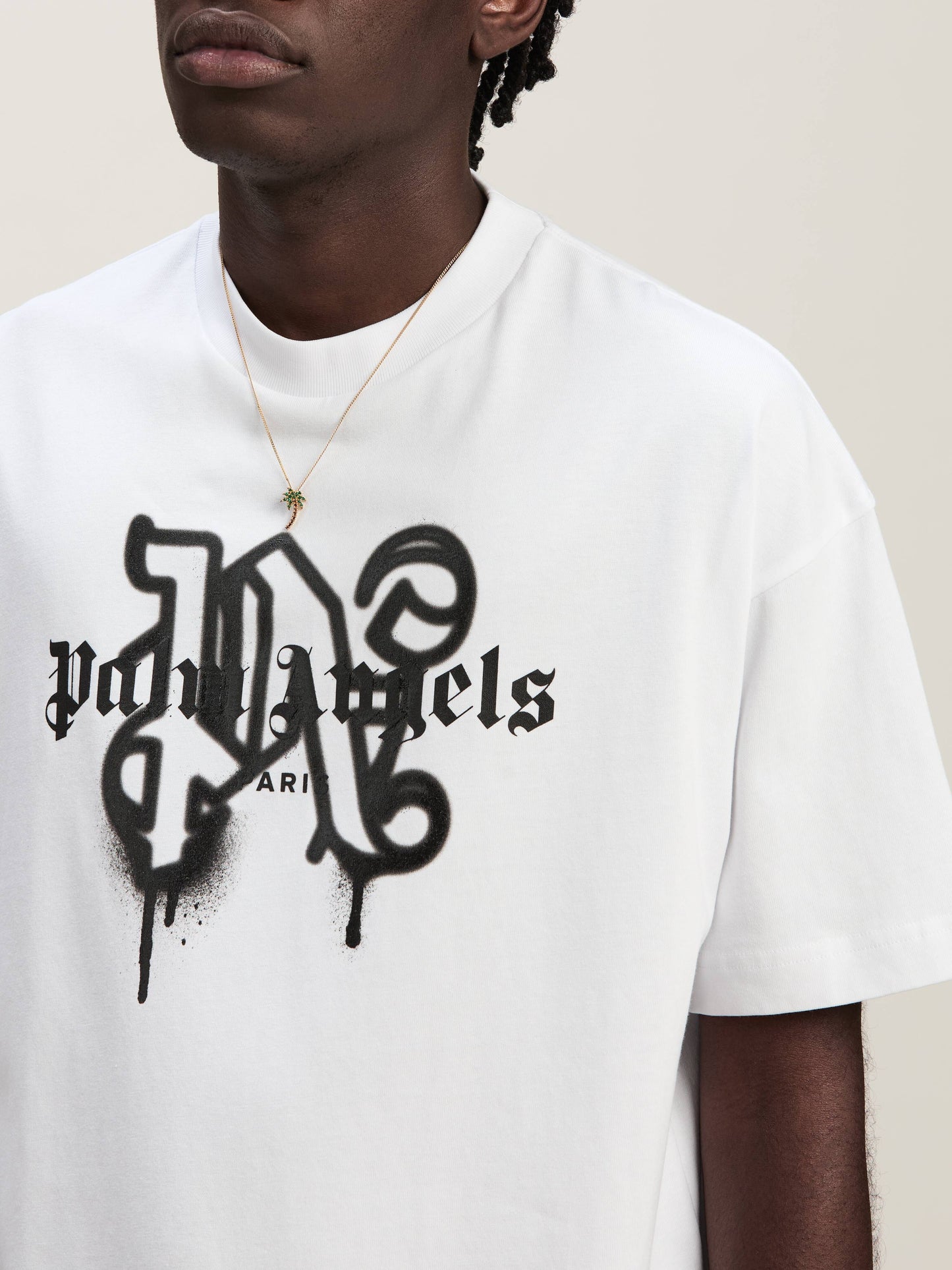 Palm Angels - T-shirt Monogram Spray City Paris Blanc