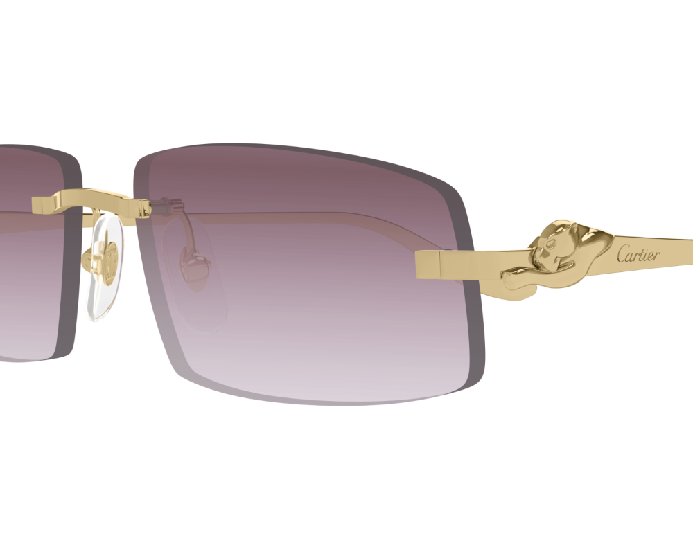 Cartier - Lunettes de Soleil Cartier Panthère Monture Doré Verres Violet
