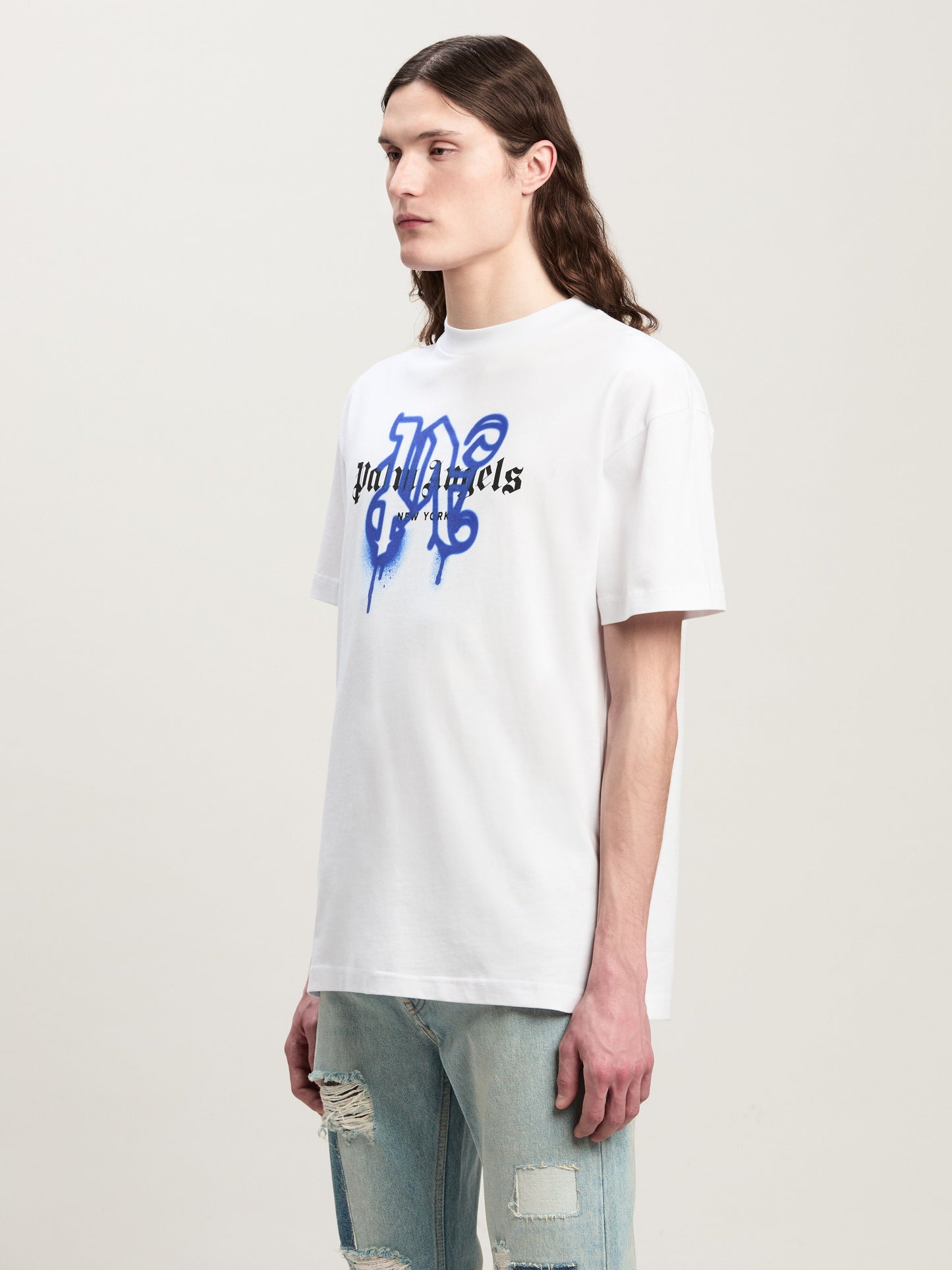 Palm Angels - T-shirt Monogram Spray City New York Blanc