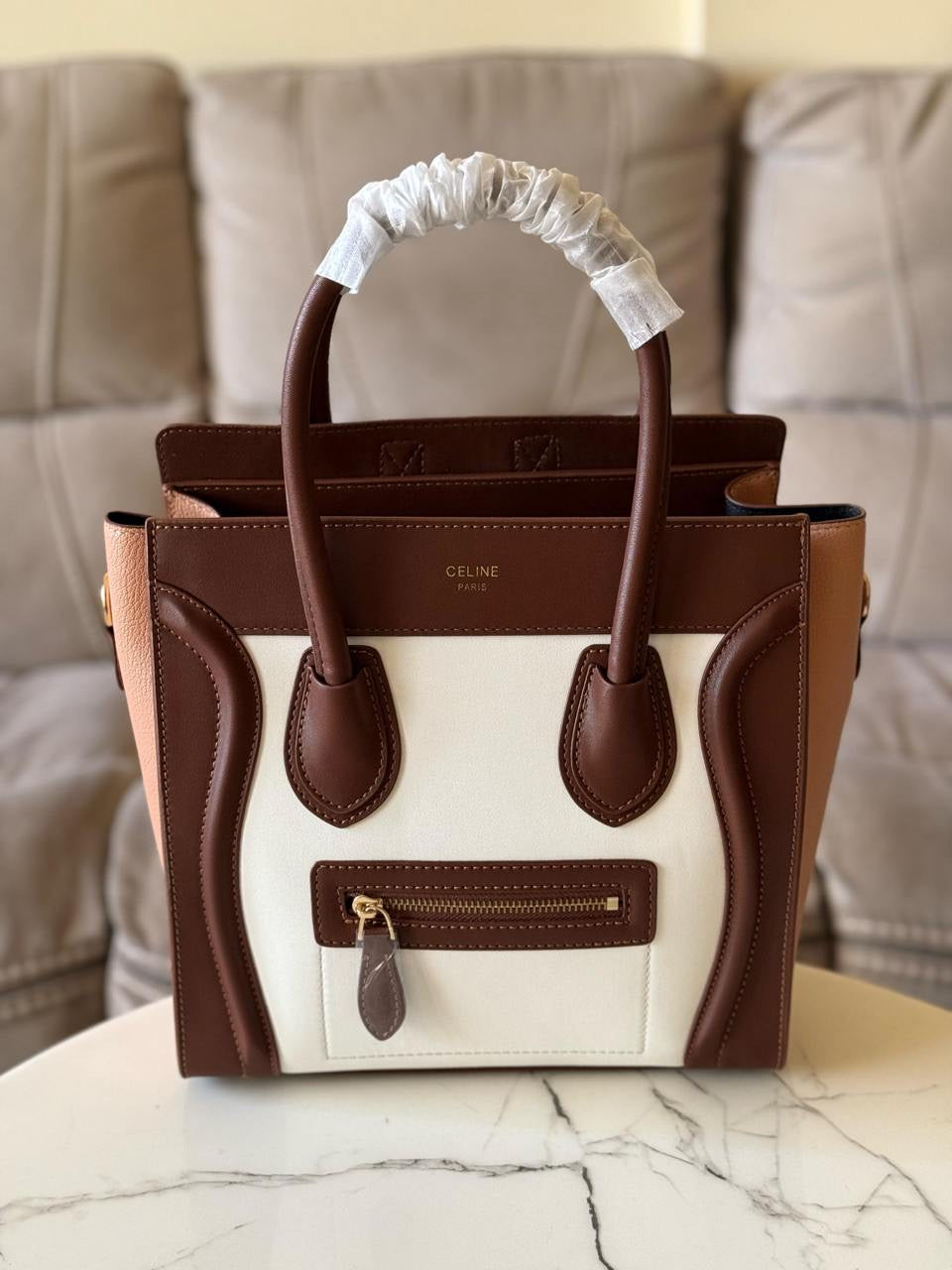 Celine - Sac à Main 21cm & 26cm Vert/Rouge/Beige/Noir/Blanc/Marron Blanc/ Noir Blanc/ Bleu