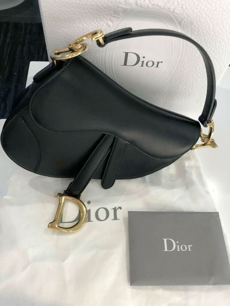 Dior - Sacs à Bandoulière logo D Doré Noir