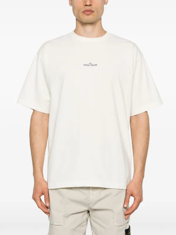 Stone Island - T-shirt à logo imprimé Écru