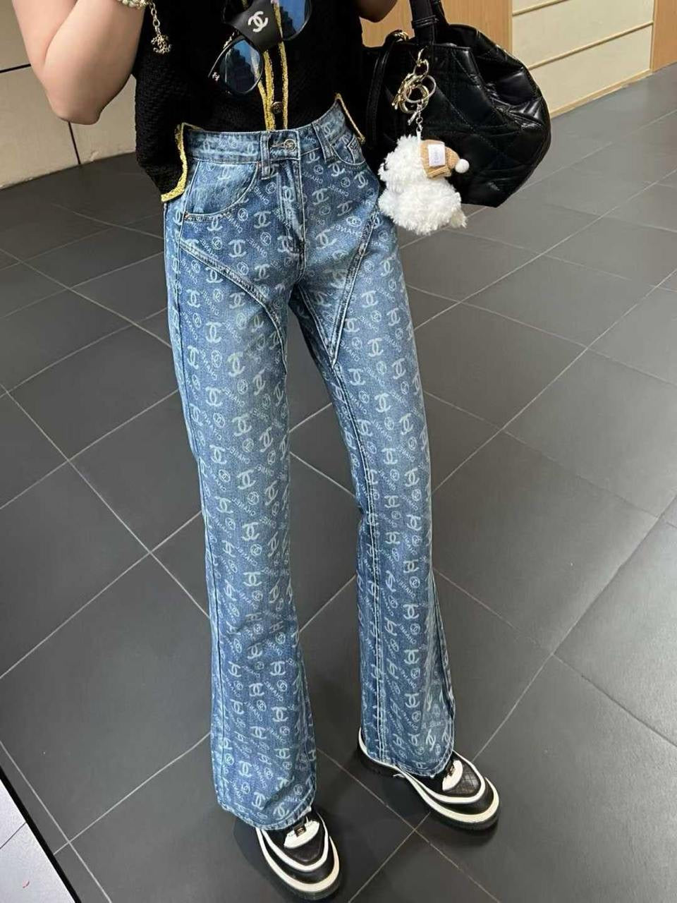 Chanel - Jeans avec logo iconique Bleu