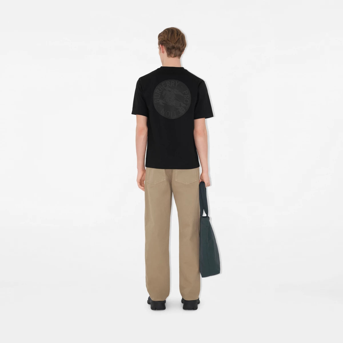 Burberry - T-shirt en coton avec badge EKD Noir