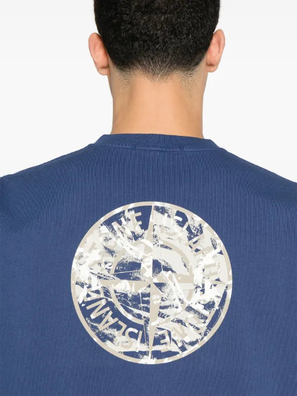Stone Island - T-shirt à logo imprimé Bleu Océan