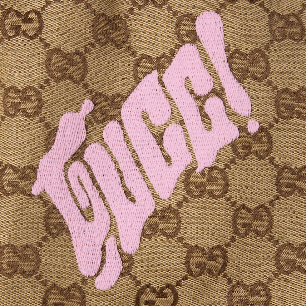 GUCCI - Short en toile en mélange de lin avec broderie