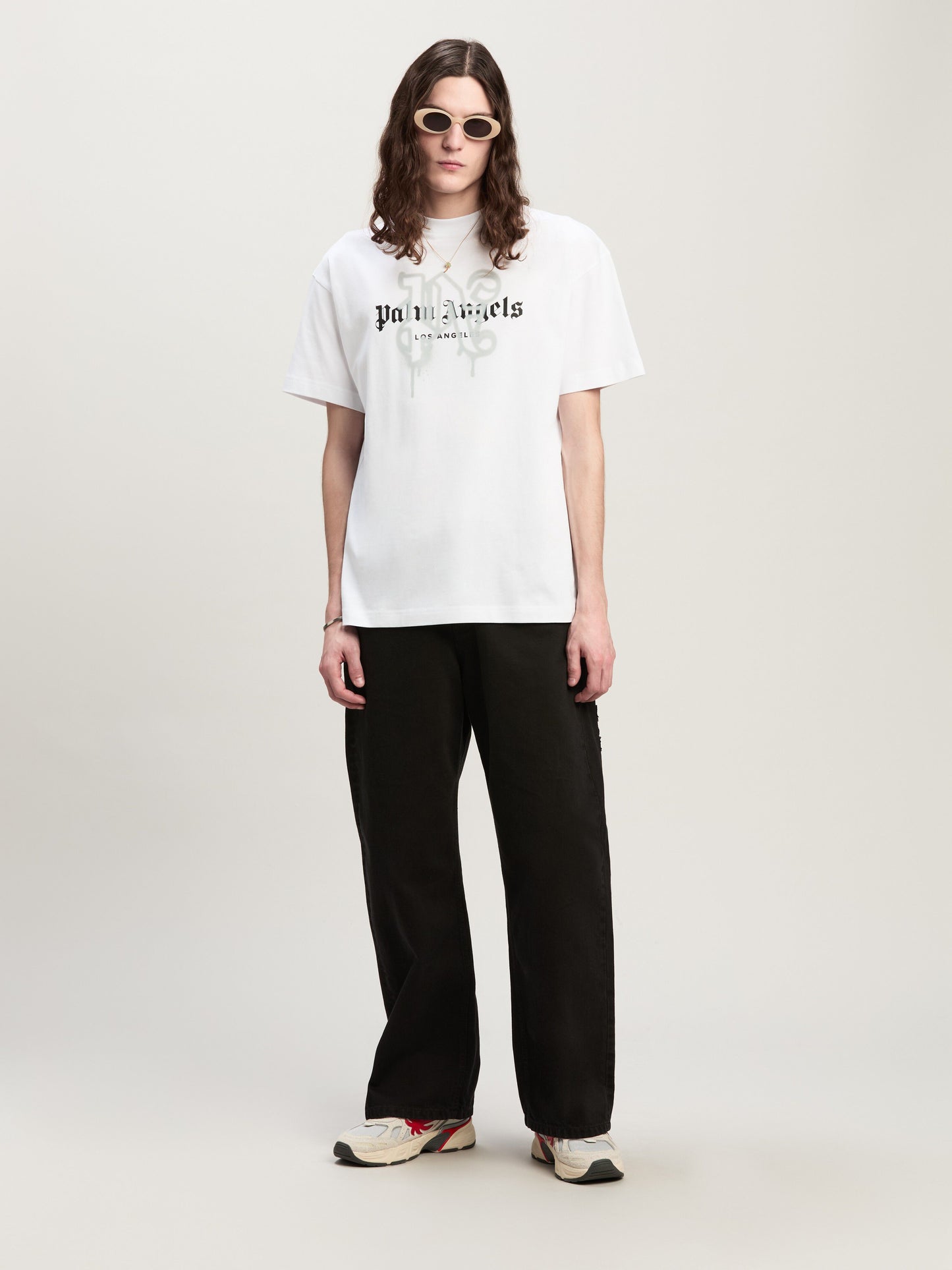 Palm Angels - T-shirt Monogram Spray City Los Angels Blanc