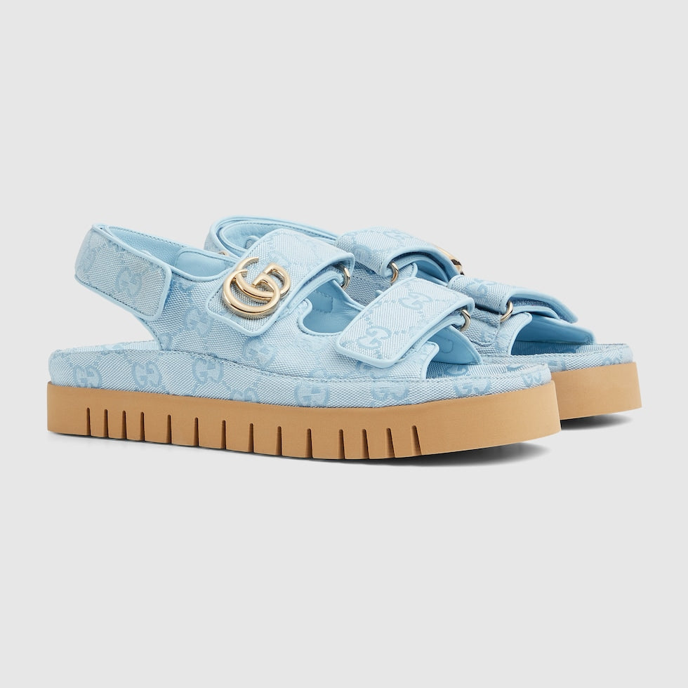 Gucci - Sandales avec Double G Bleu Clair