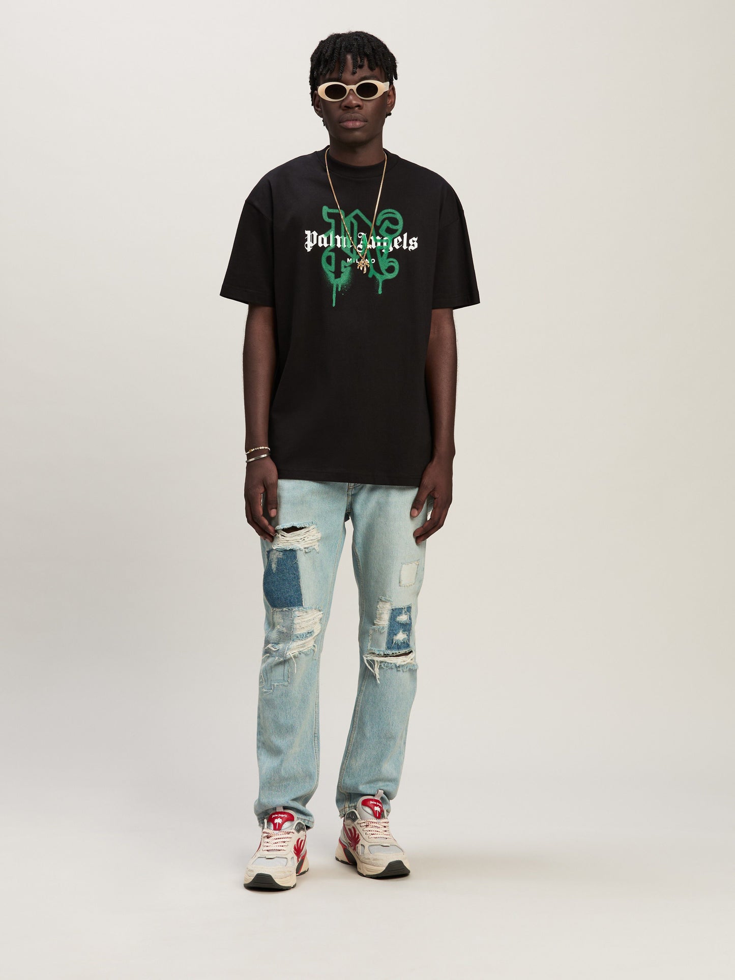 Palm Angels - T-shirt Monogram Spray City Milano Noir