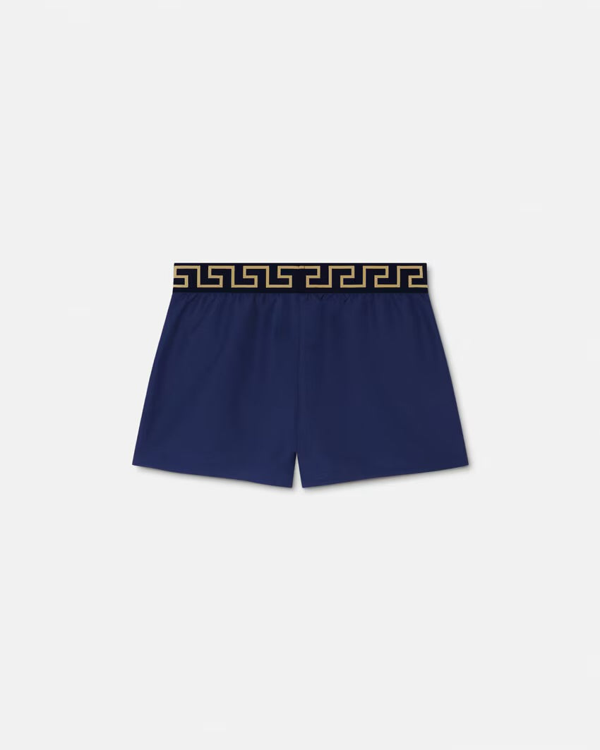 Versace - Short de bain à bordure Greca Bleu Marine