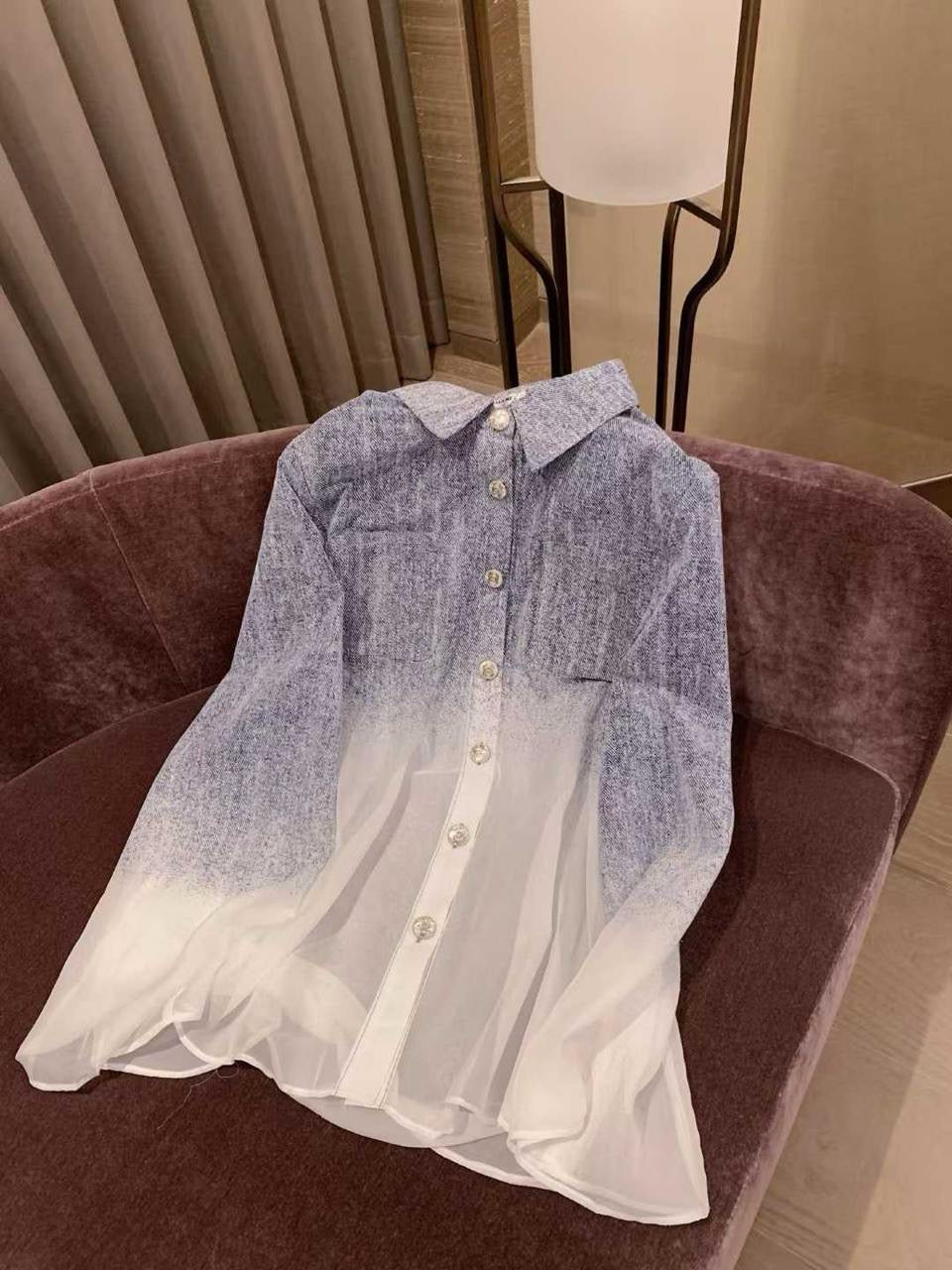Chanel - Ensemble Haut & Bas Transparent Noir/Bleu