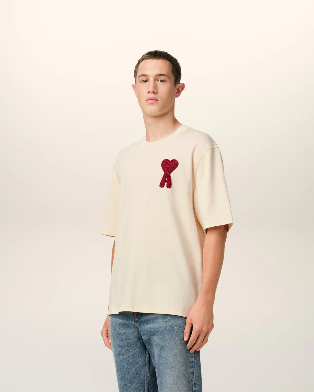 Ami - T-shirt Patch Ami De Cœur en coton Beige
