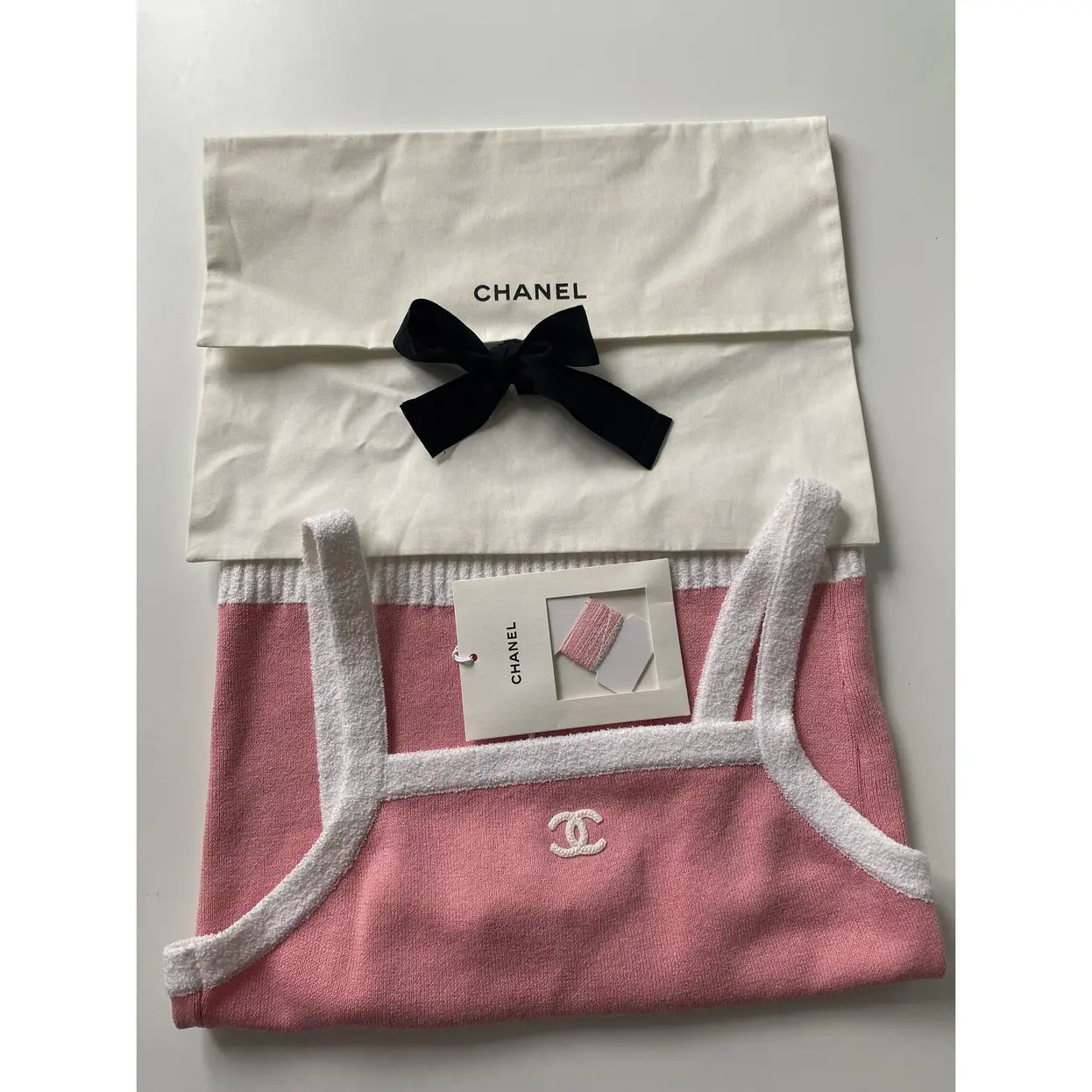 Chanel - Top à bretelles en coton Rose Clair