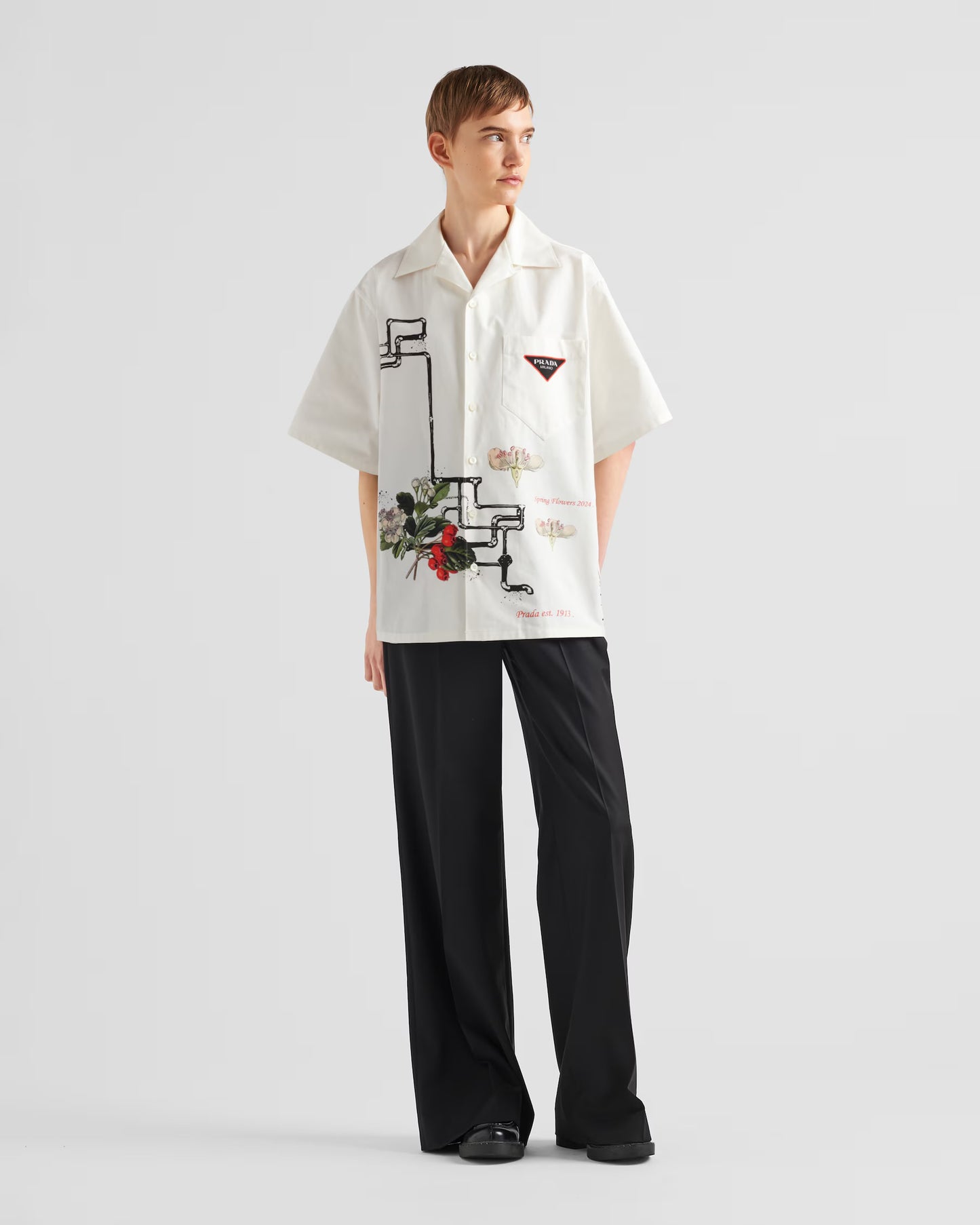Prada - Chemise Timecapsule en coton imprimé Noir