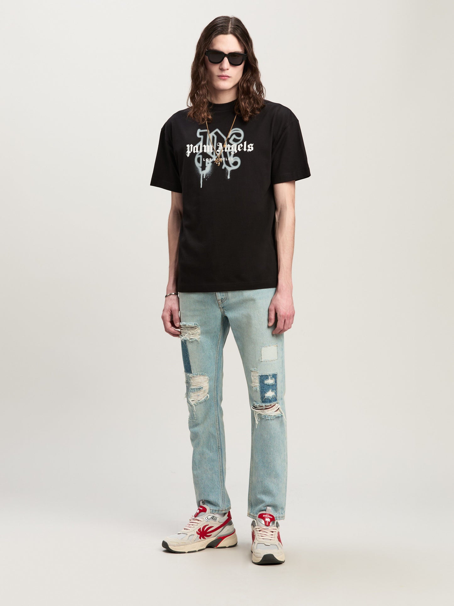 Palm Angels - T-shirt Monogram Spray City Los Angels Noir