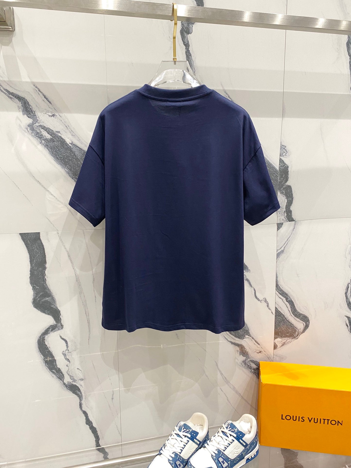 Balmain - T-shirt avec logo imprimé en relief Bleu Marine