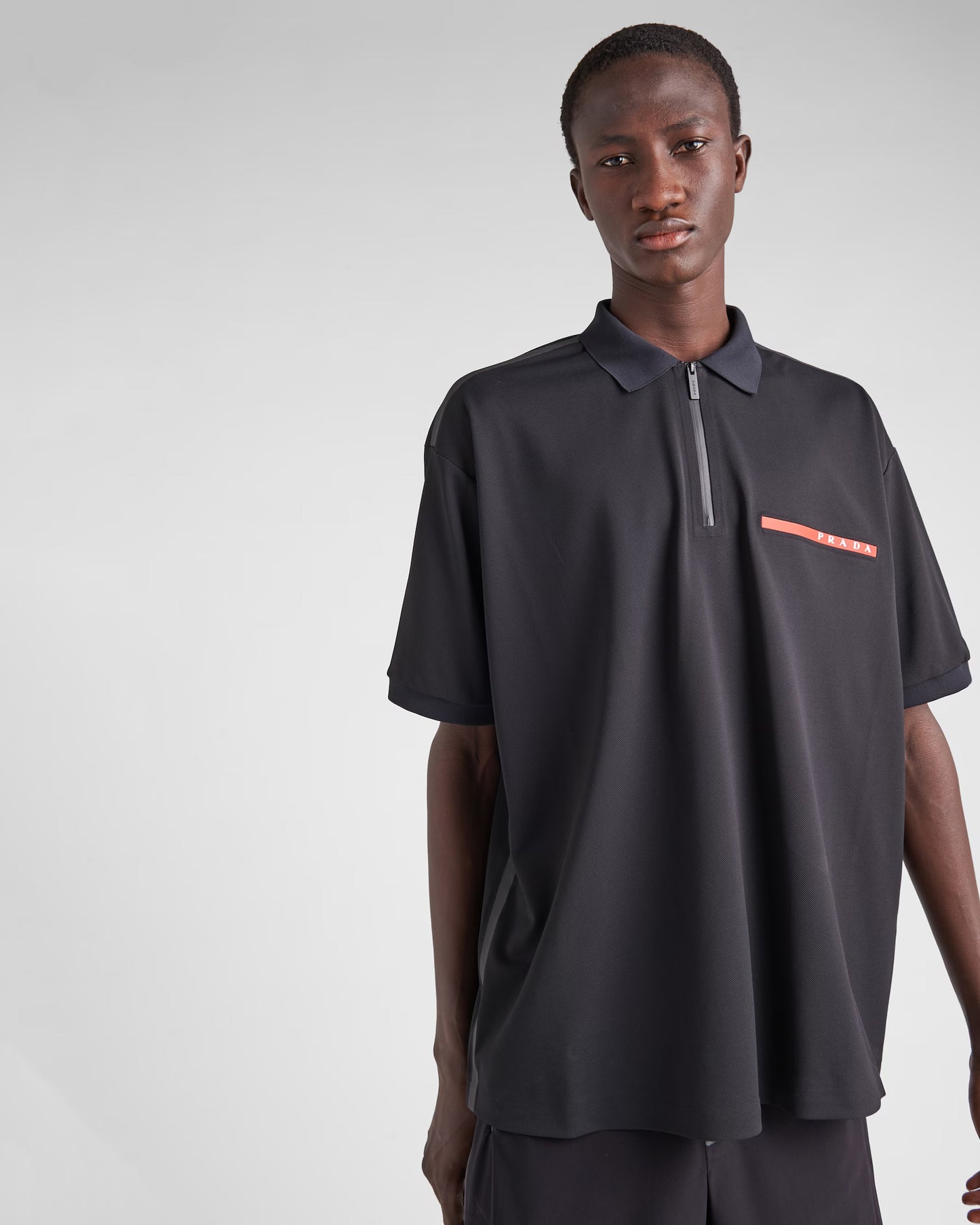 Prada - Polo en piqué de coton Noir