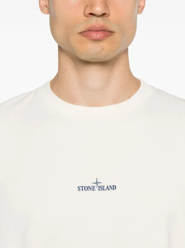 Stone Island - T-shirt à logo imprimé Écru
