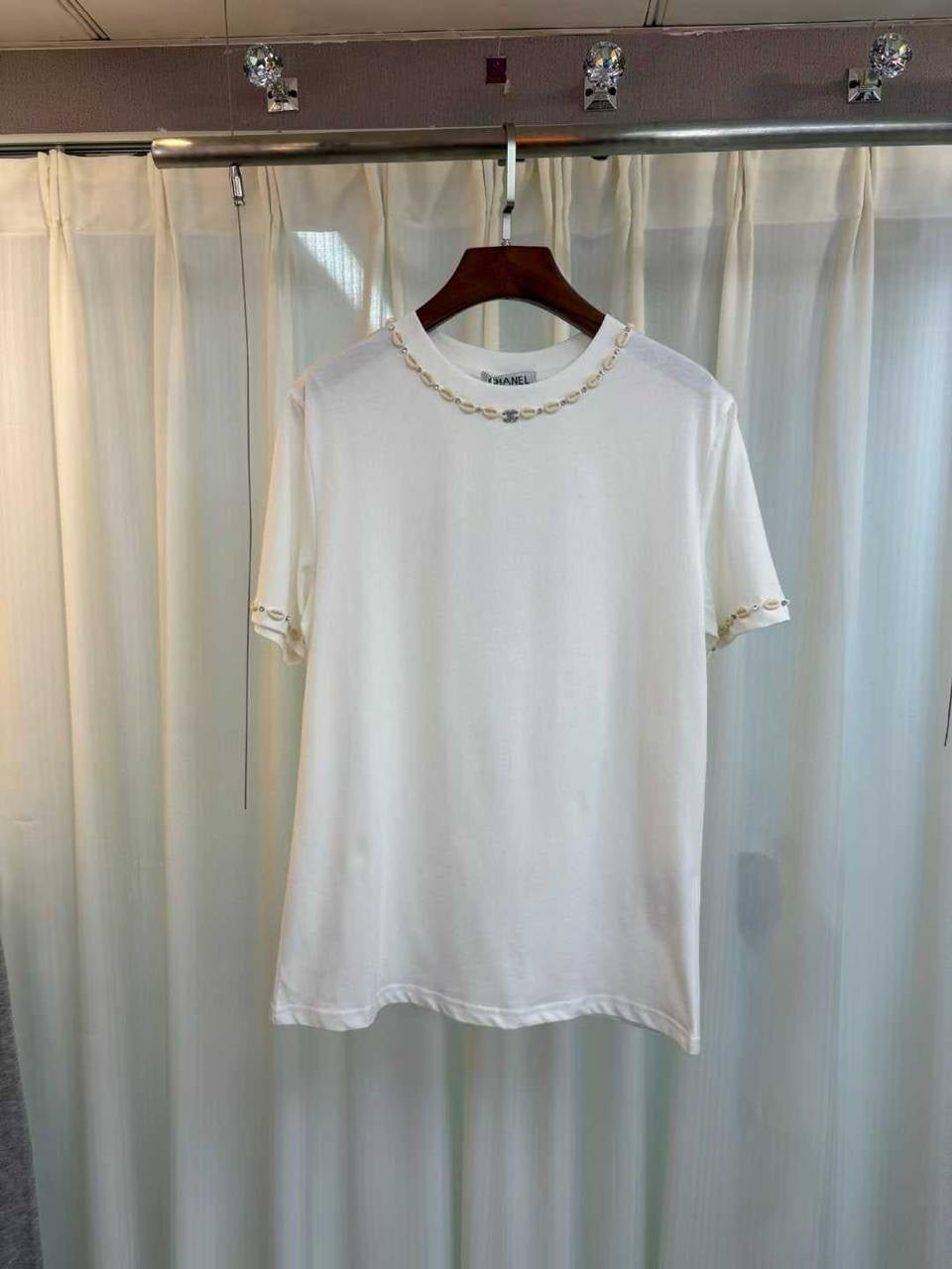 Chanel - T-Shirt en coton Blanc/Bordeaux/Noir