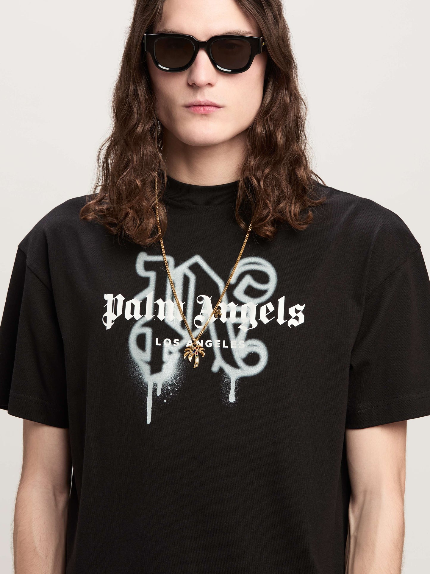 Palm Angels - T-shirt Monogram Spray City Los Angels Noir