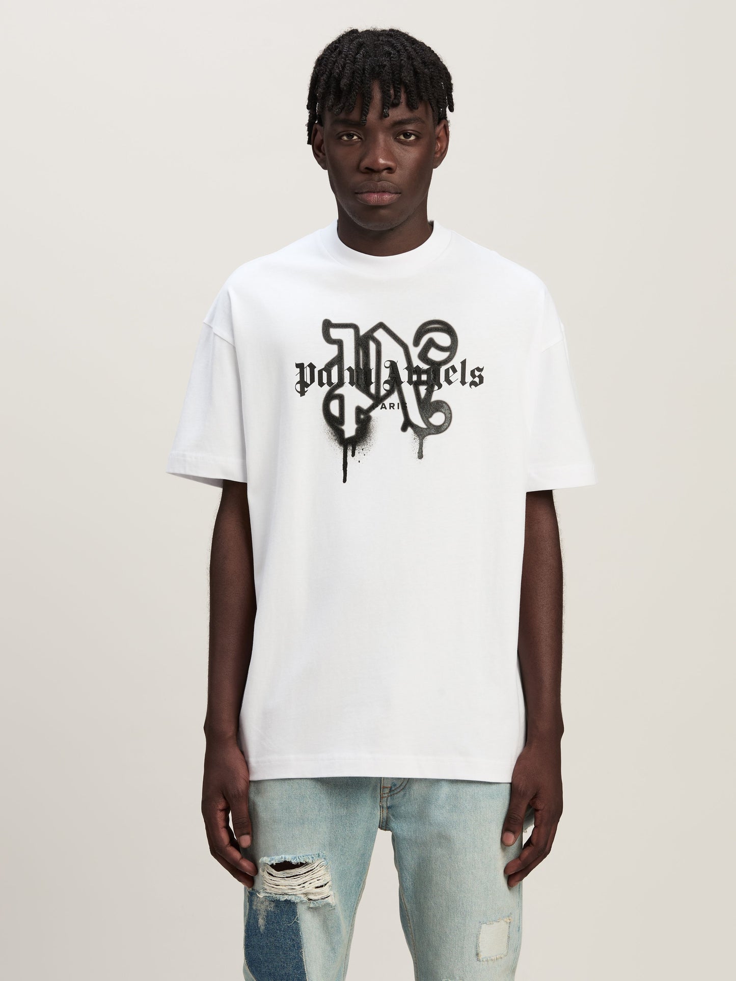 Palm Angels - T-shirt Monogram Spray City Paris Blanc