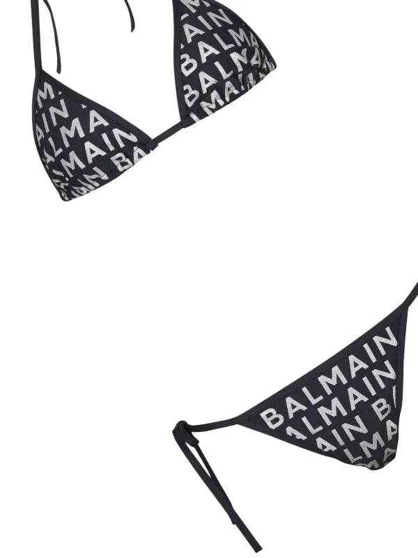 Balmain - Bikini à logo imprimé Noir