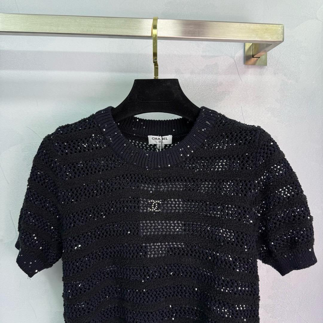 Chanel - T-Shirt à rayure Rose/Blanc/Noir