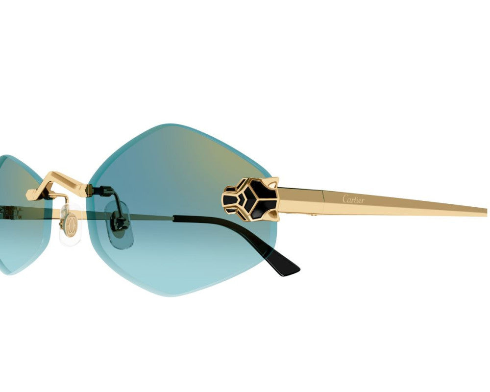 Cartier - Lunettes solaires Cartier Panthère Losange Monture Or Verres Vert